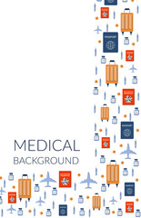 Vaccination medical poster. New travels after the pandemic. Green vaccination passport. Travel permit. Vector illustration