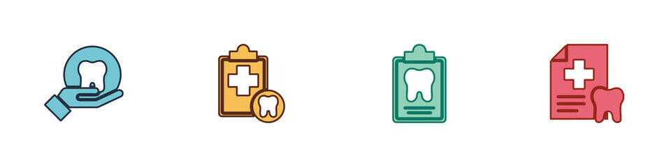 Set Tooth, Dental card, and icon. Vector