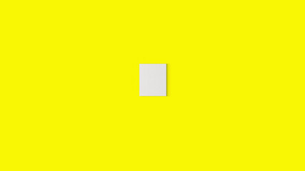 3d rendering hanging empty blank white canvas isolated on yellow background.