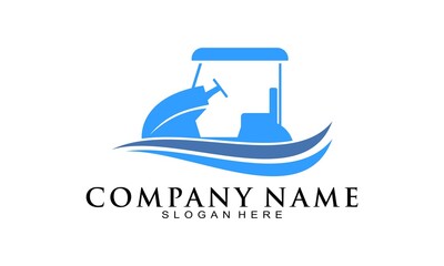 Golf car with water illustration icon