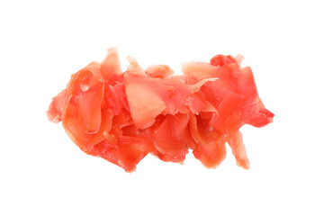 Pickled ginger slices isolated on white background