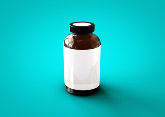3D vitamins bottle isolated on blue toscha background. suitable for your design element.