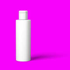 Realistic cosmetic bottle mock up set isolated pack on red purple background. Cosmetic brand template.3d rendering.