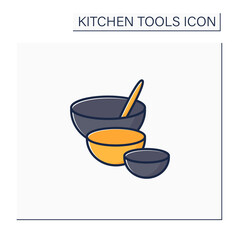 Mixing bowls color icon. Deep bowls. Used to mix ingredients together in. Cooking utensils. Kitchen tools concept. Isolated vector illustration