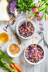 colorful sauerkraut salad with peanuts