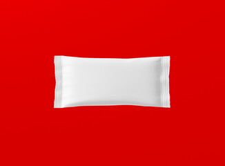 3d rendering blank white snack bars isolated on red background. fit for your design project.