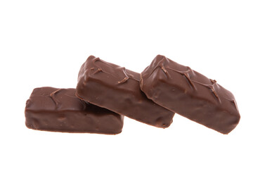 chocolate bar with nuts and caramel isolated
