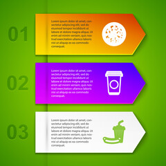 Set line Pizza, Coffee cup, Soda and hotdog and Slice pizza. Business infographic template. Vector