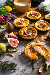 beautiful and delicious homemade patties with goat cheese and figs