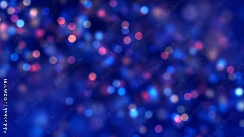 Poster abstract artistic motion blurry sharp blue red colorful small bokeh circles lights with glitter dust