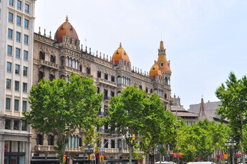 Obraz premium Barcelona, Spain - June 2019: Paseo de Gracia prospect in Barcelona