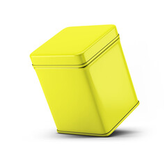 Yellow Square Tin Can Packaging Mockup for your design project - Mock Up 3D illustration Isolate on White Background.