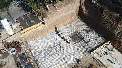 Aerial view of a building in a construction