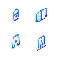Set Isometric line T-shirt, Balaclava, Sport pants and Pants icon. Vector