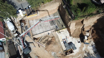 Aerial view of a building in a construction