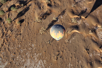 Sightseeing from hot air balloon at sunrise over Sousussvlei, Namibia