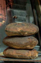 Fototapeta na wymiar Genzano bread is a typical bread produced near Rome in the Roman Castles hills area in wooden oven