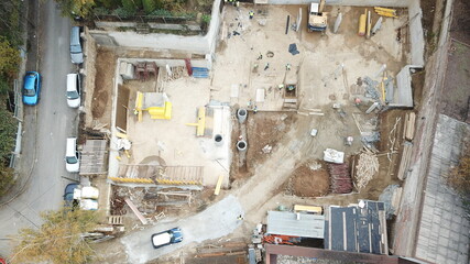 Aerial view of a Building in a construction