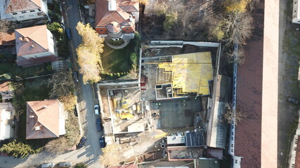 Aerial view of a Building in a construction