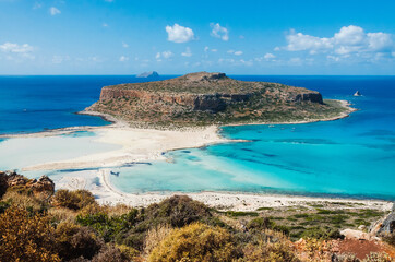 Fototapeta na wymiar Panoramic view on the Balos beach. Crete island. 