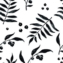Leaf vector watercolor pattern with hand drawn elements 