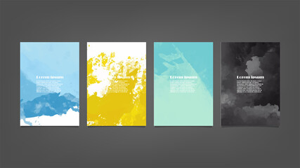 Naklejka premium Set of colorful vector watercolor backgrounds for poster, brochure or flyer, Bundle of watercolor posters, flyers or cards. Banner template.