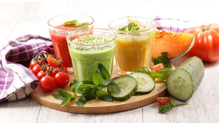 vegetable juice,  smoothie with fresh ingredients