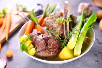 pot au feu- beef with vegetables and broth