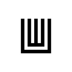 Black letter UW WU initial logo icon
