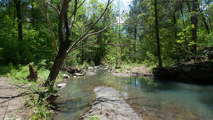Crack in the rock trail, Van Buren, Arkansas, mountain stream in the forest