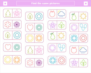  logic game for children. find and connect identical shapes