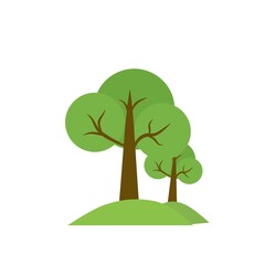 Flat tree icon illustration. Simple tree forest plant silhouette icon. best tree  simple  on white background isolation