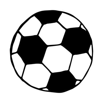 Soccer ball hand drawn black and white vector doodle icon isolated on white EPS10