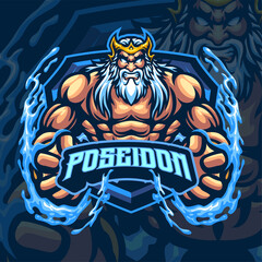 God Poseidon Mascot Logo Template