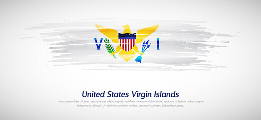 Artistic grungy watercolor brush flag of United States Virgin Islands country. Happy transfer day background