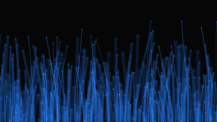 Expansion of Cyber life. Organic straight grows of tentacles, space colonization. Ai neuron network. 3d render illustration