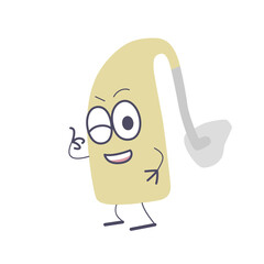 かわいい耳かけ補聴器キャラクターがいいねしているイラスト