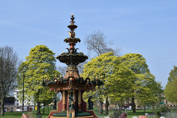 Fototapeta premium Detail of Victorian Fountain in Sunny Public Park
