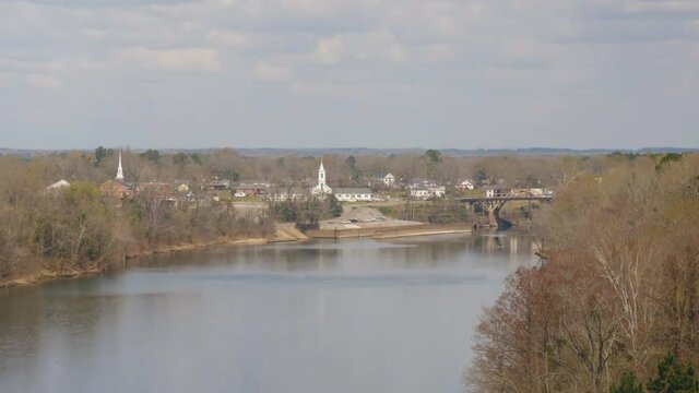 Scenic town by Coosa River, landscape, time lapse