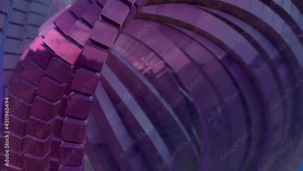 Poster abstract colored animated rings from cubes. background abstract. 3d rendering