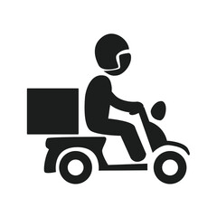 Food Delivery Motorcycle Vector Icon on white background. Motorcycle delivery parking icon on white background.