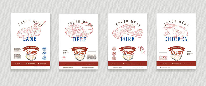 Fresh raw meat engraved design