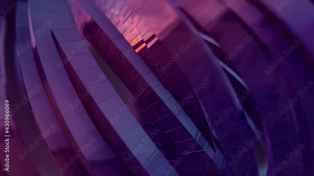 Poster abstract colored animated rings from cubes. background abstract. 3d rendering