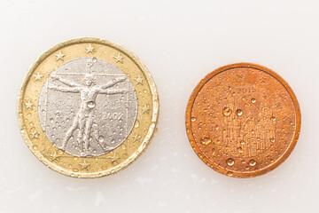 Euro coins and euro cents