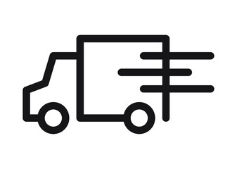 Shipping fast delivery van icon symbol, Pictogram flat outline design for apps and websites, Isolated on white background, Vector illustration
