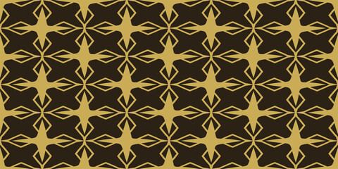 Abstract geometric background pattern gold with decorative elements on a black background, wallpaper. Seamless pattern, texture. Vector illustration