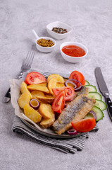 Fish fillet with fried potatoes