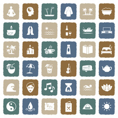 Relaxation Icons. Grunge Color Flat Design. Vector Illustration.