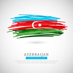 Brush flag of Azerbaijan country. Happy independence day of Azerbaijan with grungy flag background