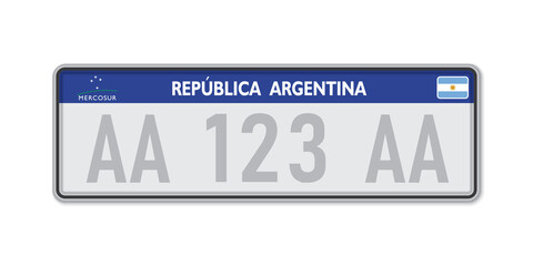 Car number plate . Vehicle registration license of Argentina